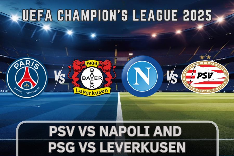 PSG、レバークーゼン、PSV、ナポリのサッカーチームロゴ