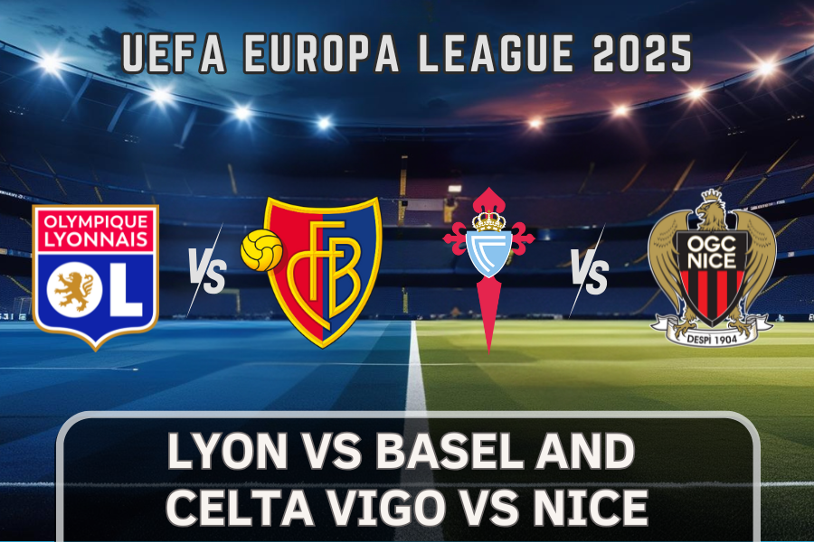 the logos of celta vigo and nice and lyon and basel football teams