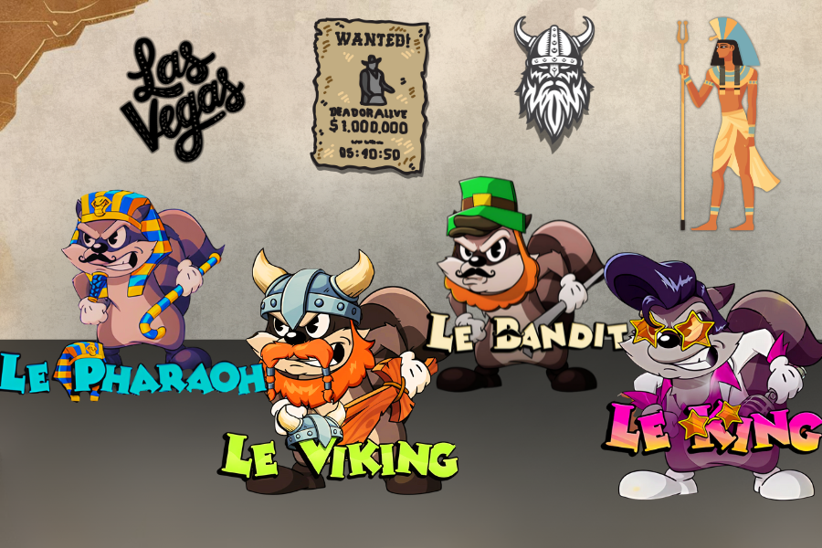 le bandit, le viking, le king and le pharao slots by hacksaw gaming