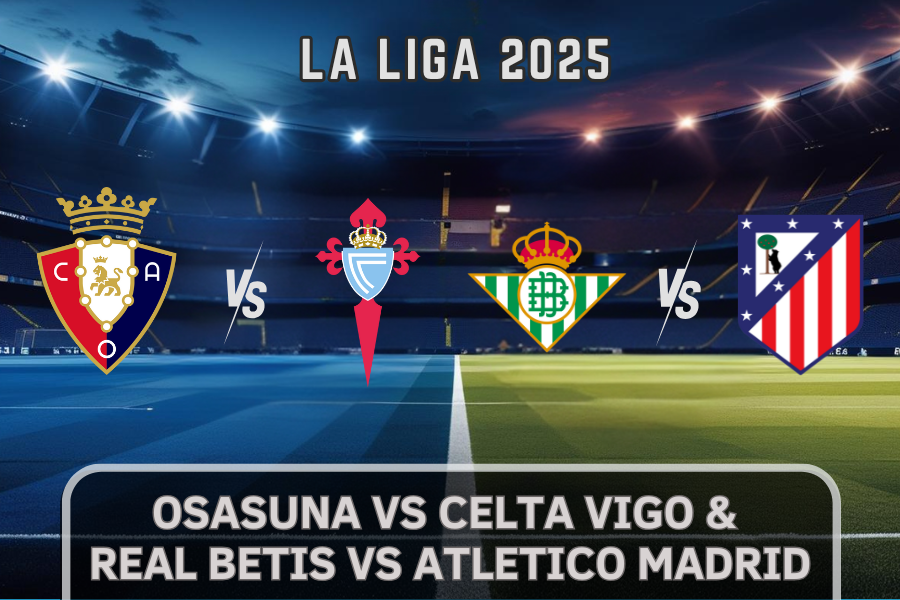 the logos osasuna and celta vigo and atletico madrid and real betis
