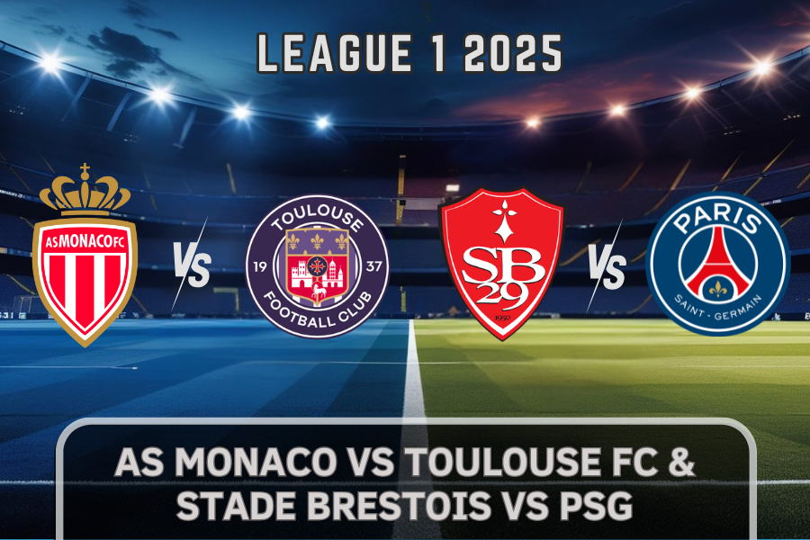 logos of toulouse and monaco and brestois and psg ligues 1 football teams