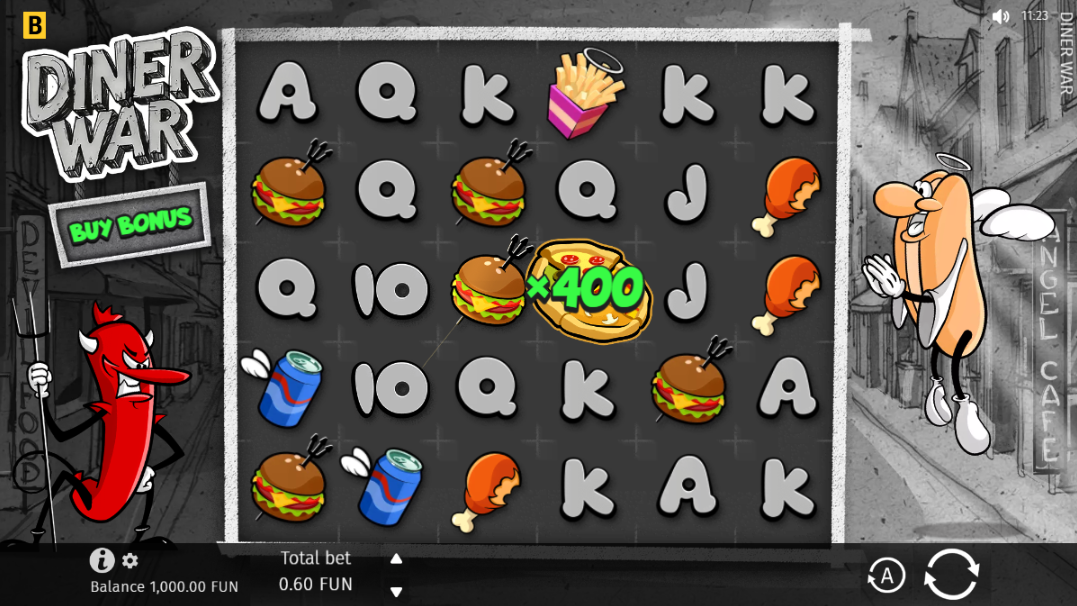 die Dinner War Slot-Spieloberfläche