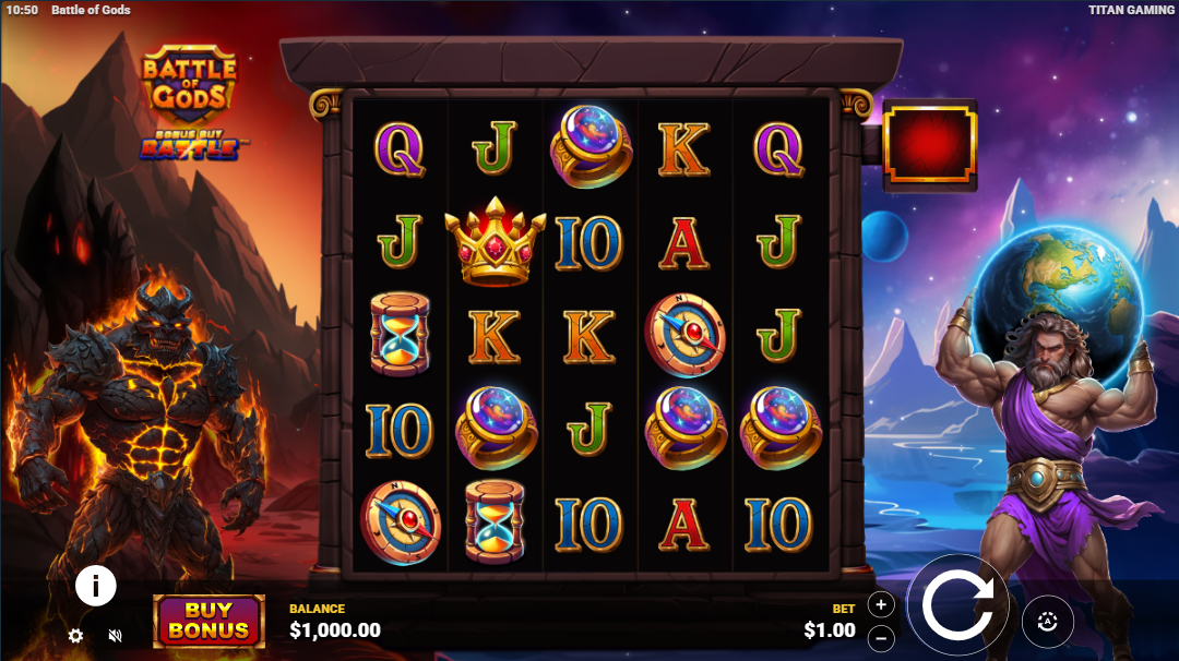 die Battle of Gods Slot-Spieloberfläche