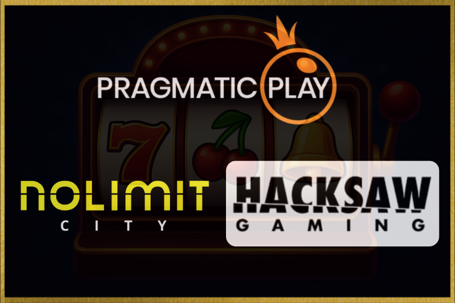 hacksaw gaming and nolimit city and pragmatic play provider logos