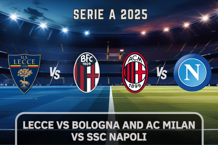 lecce and bologna and milan and napoli football teams logos