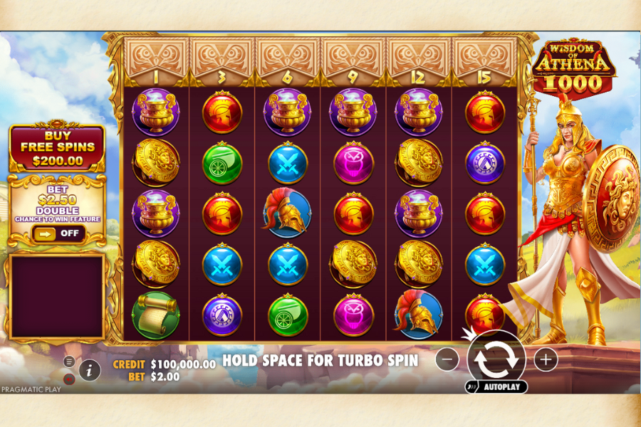 demo play of wisdom of athena 1000 on stake.com