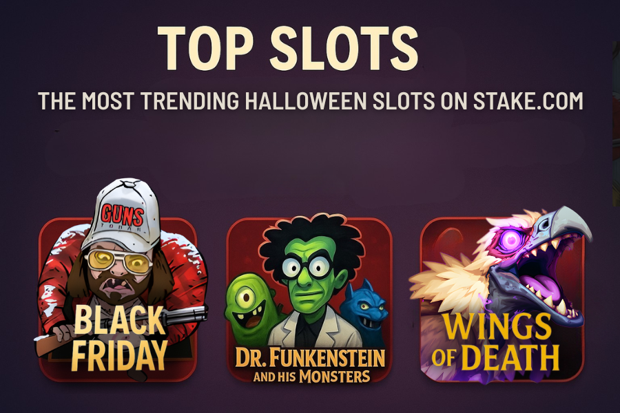 wings of death, black friday and funkenstein and his monsters slots on stake.com