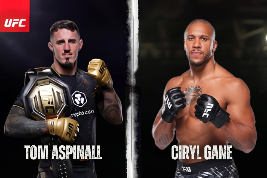 images of tom aspinall and ciryl gane ufc fighters