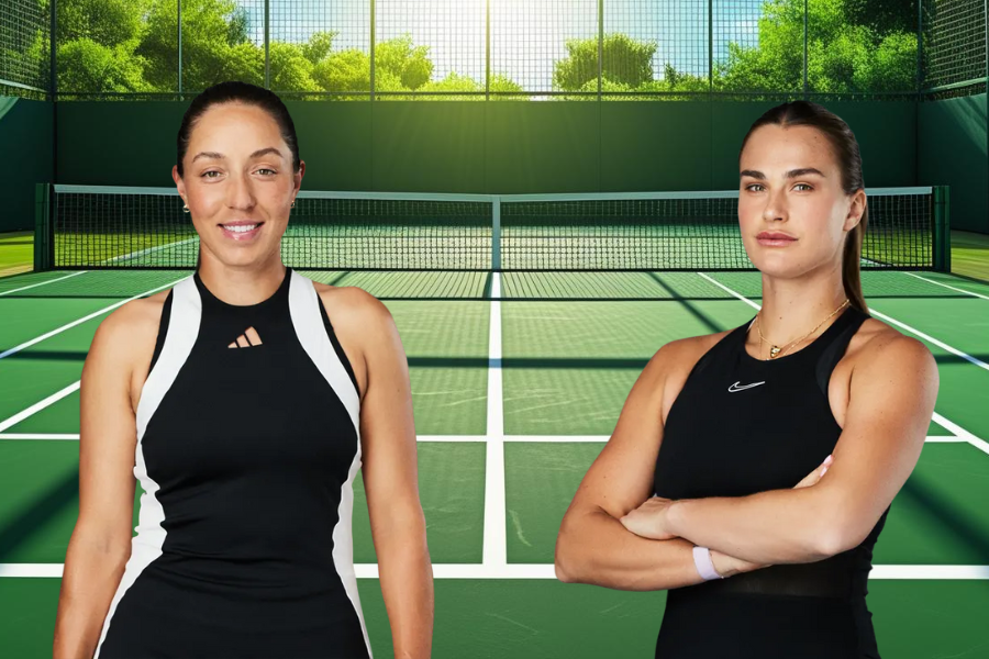 images of naomi osaka and amanda anisimova in a tennis court